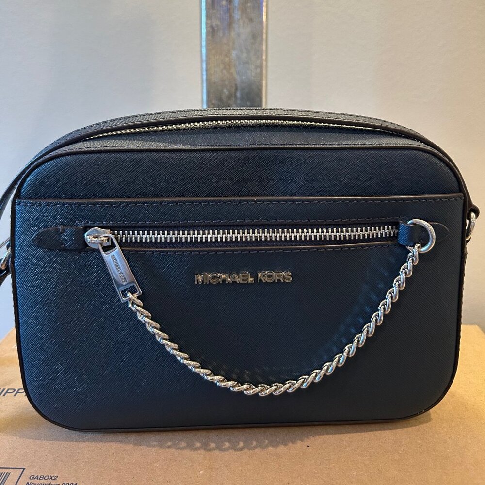 Michael Kors Jet Set Large EW Zip Chain Crossbody Bag Saffiano Leather